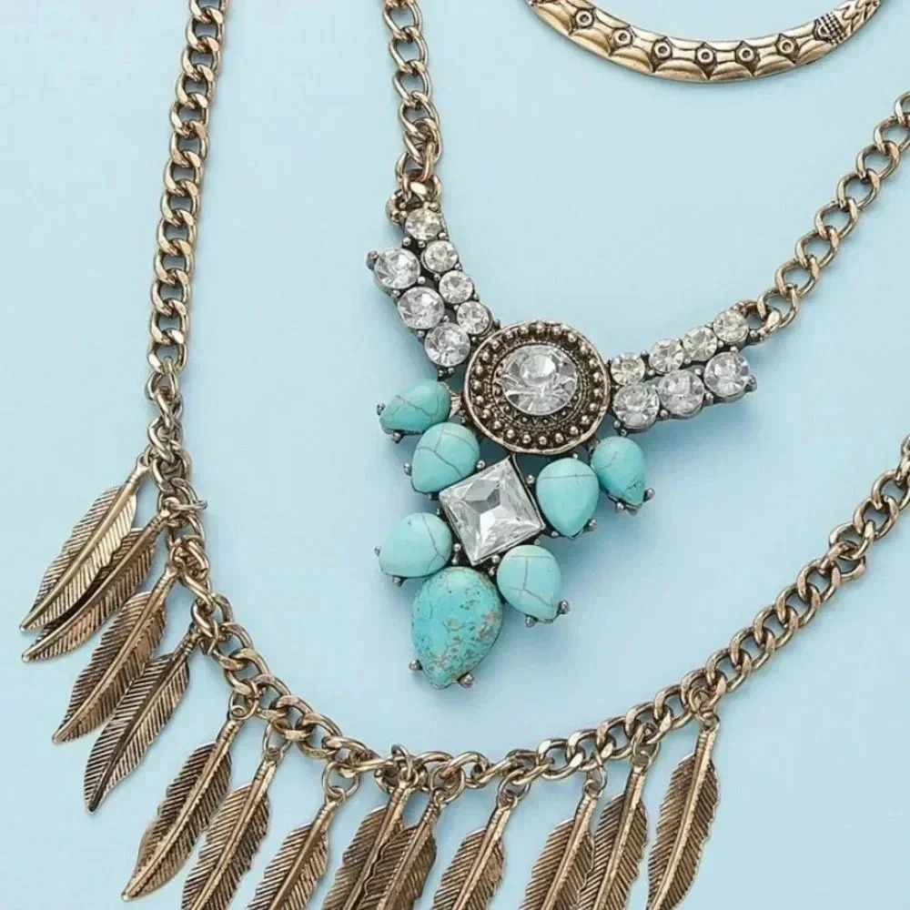 🆕Layered Rhinestone Engraved Necklace🆕 - Picture 7 of 8